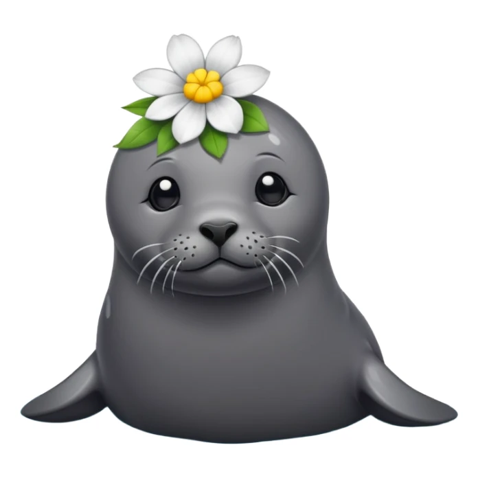 Seal on the beach with the flower on the head sticker