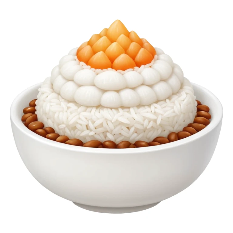 A cute white bowl of steaming rice piled high like a small mountain (korean style gobongbap), pure white rice,  sticker