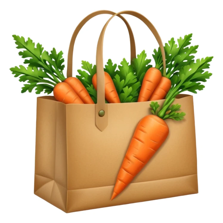 paper shopping bag with carrot. Transparent background sticker