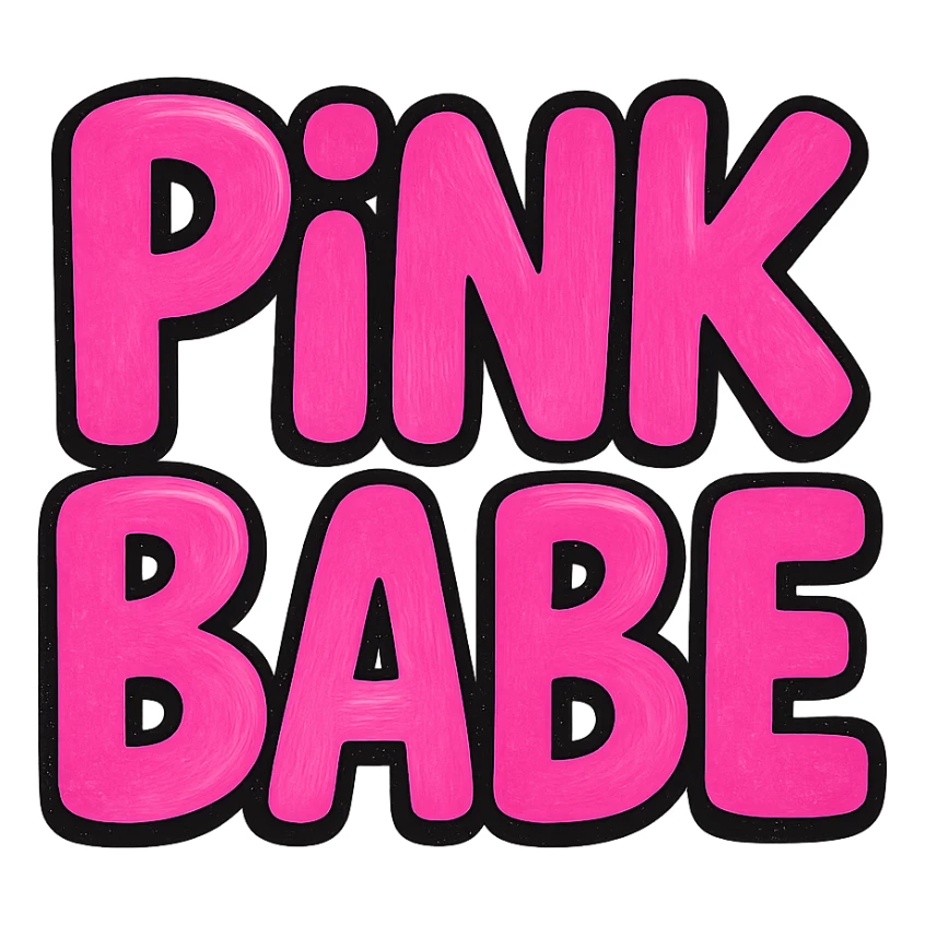 the words 'pink babe' in a playful, bold pink text style sticker