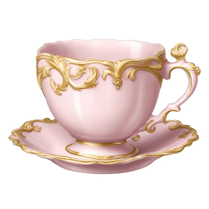  Vintage ornate rococo pale pink tea cup sticker