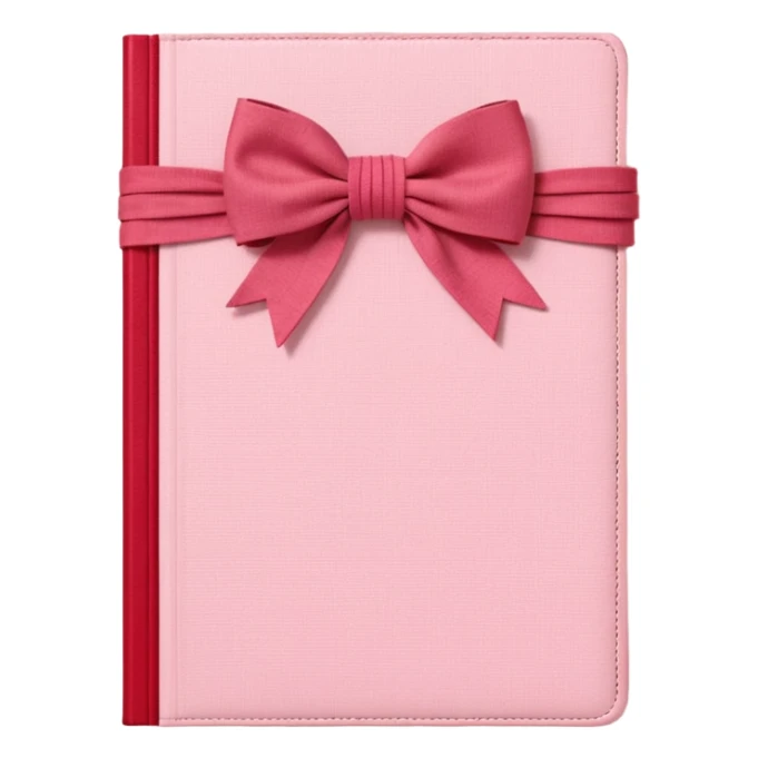 Junk journaling aesthetic book cover, tactile fabric textures, classic framing
Red yarn bow as focal point, soft shadows, calm pastel pink backdrop
Elegant, cozy, artistic, high-end print design sticker