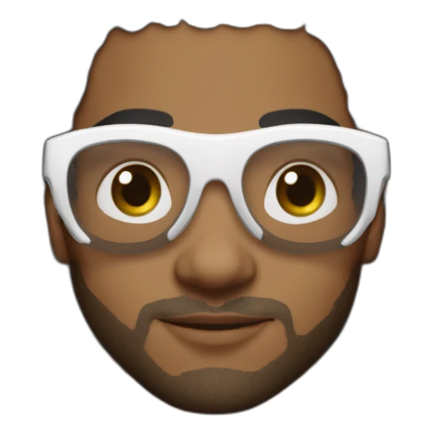 A brown skinned man with high top dreads, white clout goggles, a nose septum and a black hoodie.  sticker