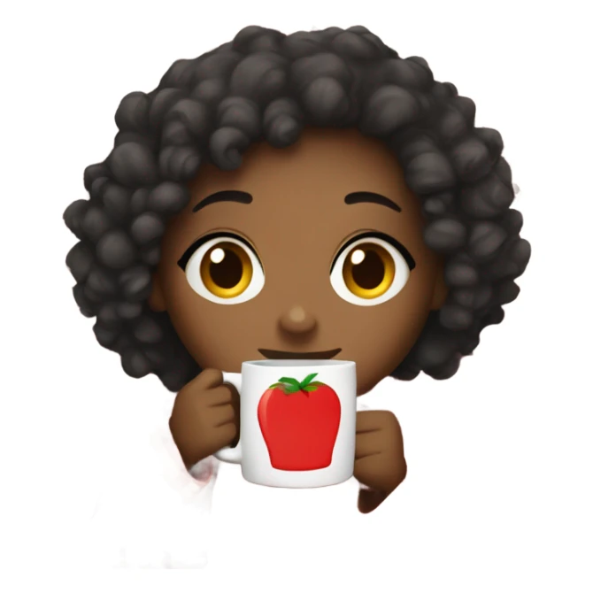 Black girl with curly hair drinking from a mug while wrapped in a checkered blanket sticker