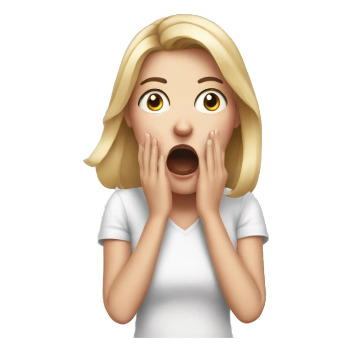 White girl shocked with hands on mouth  sticker