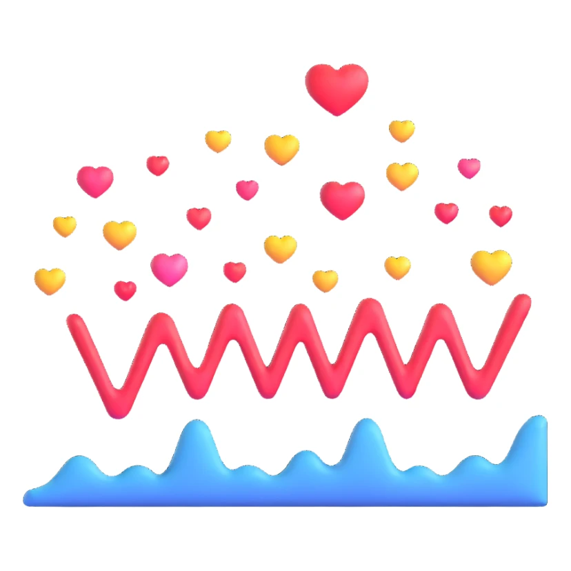 adorable sound wave character with love hearts falling in love with beautiful music sticker