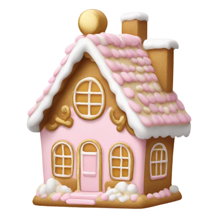 light pink and gold and white gingerbread house sticker