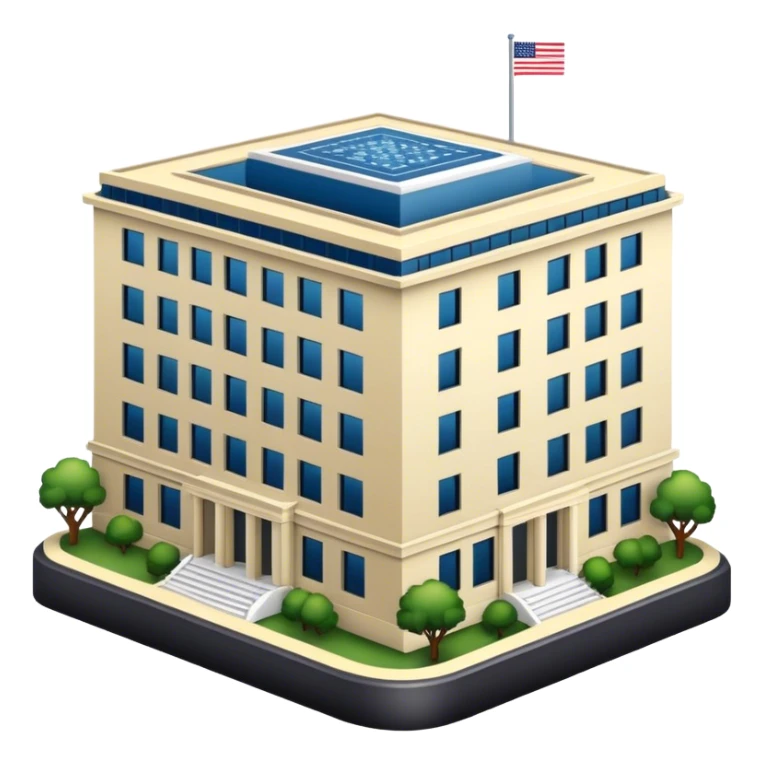 US Embassy building.  looks realistic. Not a painting, just a building sticker