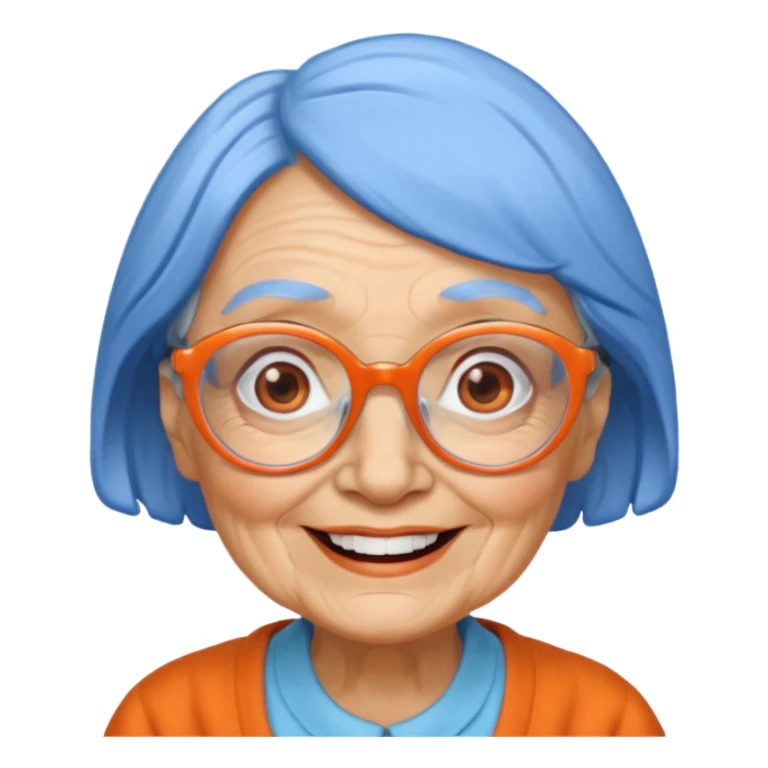 blue skinned orange glassed grandma sticker