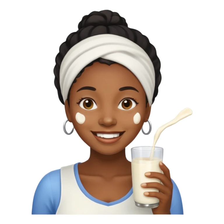  Black Woman with milk spilled on her face with satisfactory expression sticker
