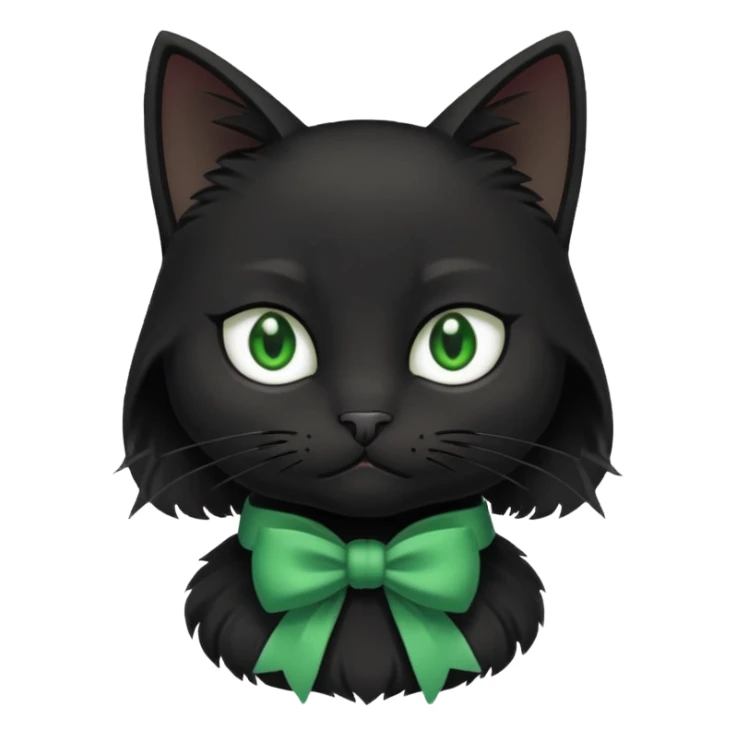 A black cat with sly green eyes and a white bow around its neck sticker