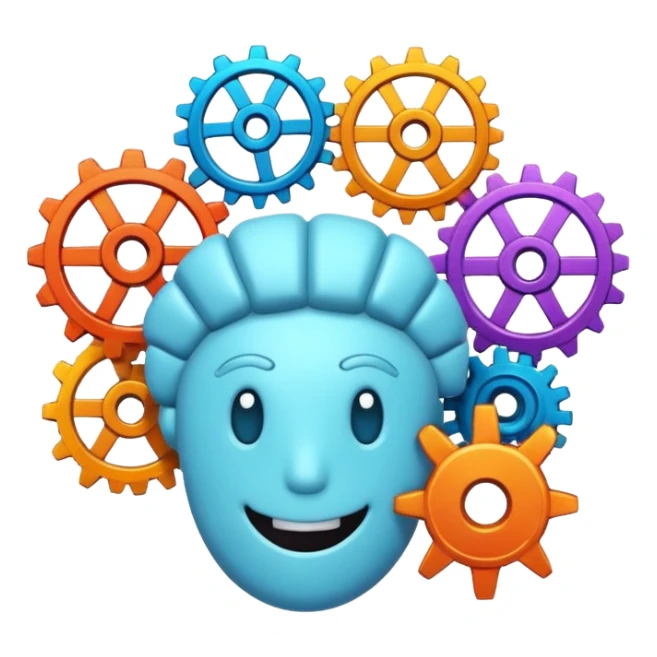 Generate an emoji whish shows Brain Factory Wonder Workshop. Which is in a nice cartoon style sticker