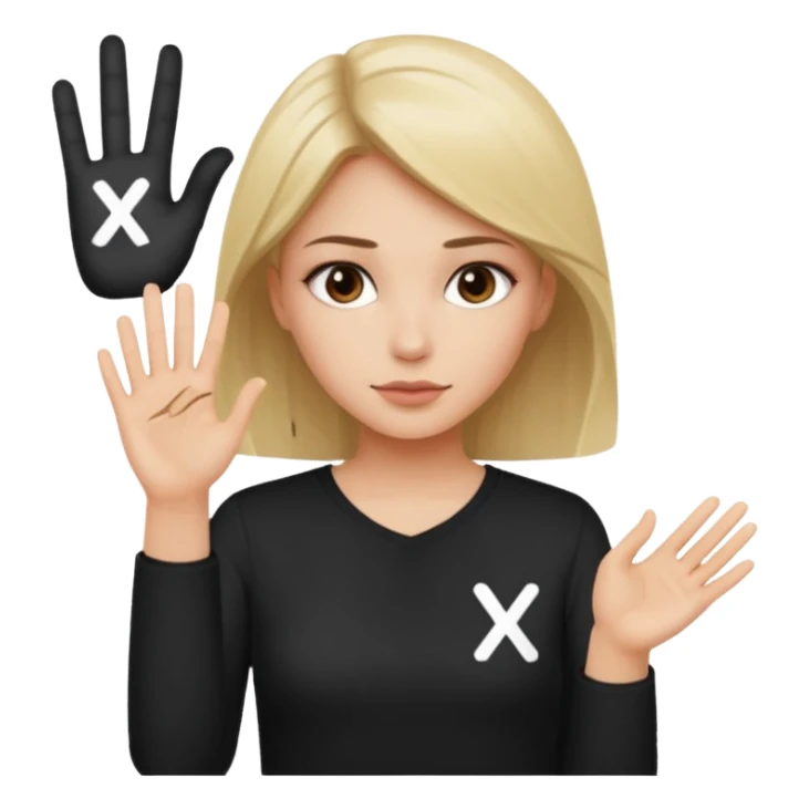 a woman who draws an X with her hand sticker