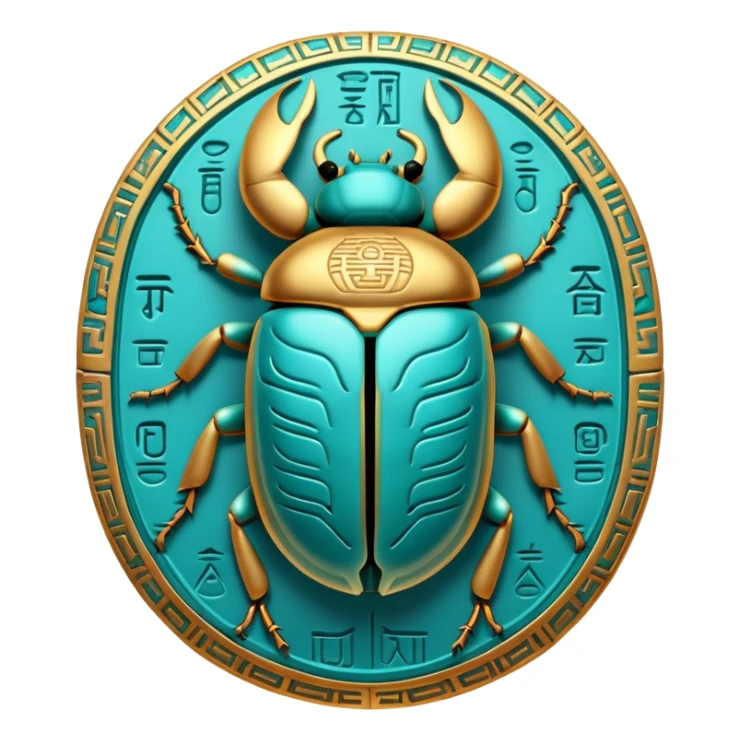 ancient Egyptian scarab beetle amulet with hieroglyphics sticker