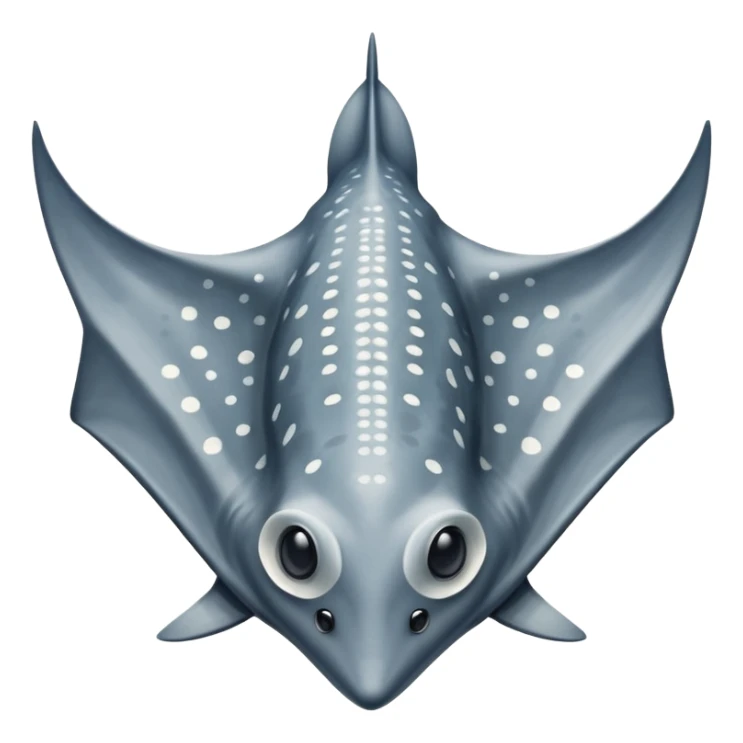 Spotted eagle sting ray with wide wingspan and long spike sting tail viewed from above sticker