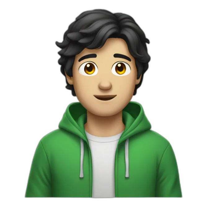 Black-haired white guy in green hoodie  sticker