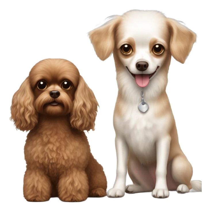 White toy poodle and a Chihuahua long hair brown ￼ sticker