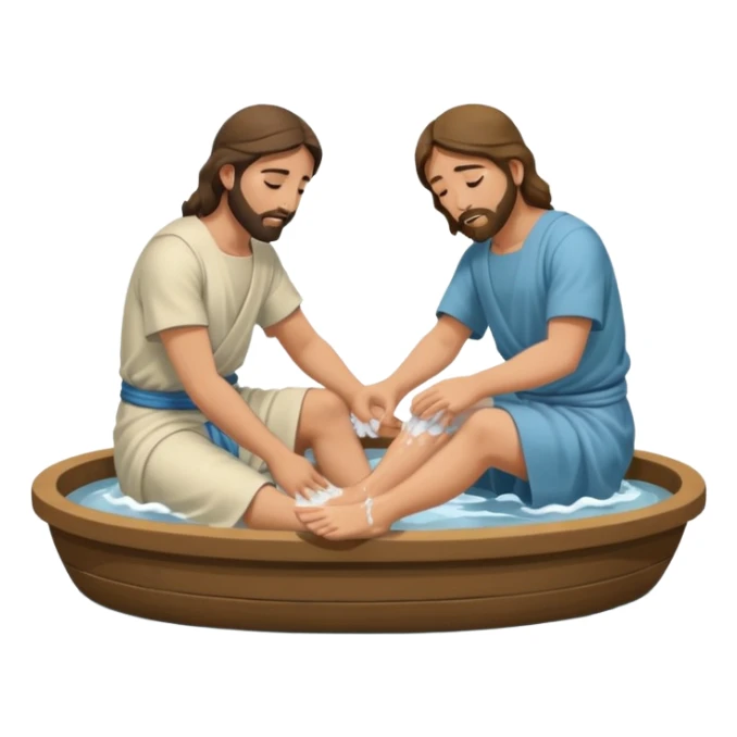 JESUS WASHING MANS FEET IN WATER sticker