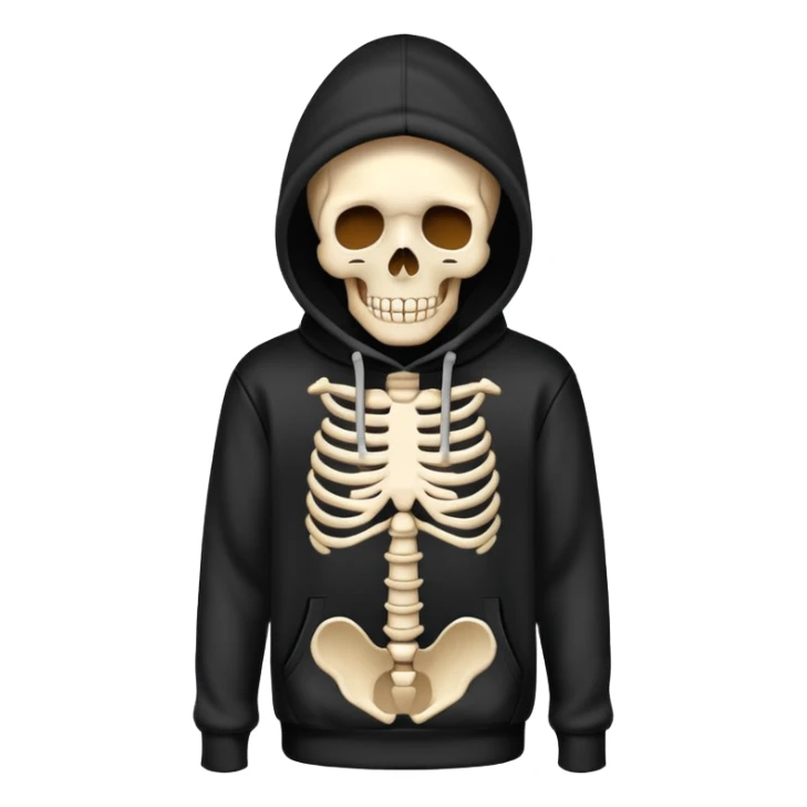 Skeleton wearing a black hoodie and a fire background  sticker