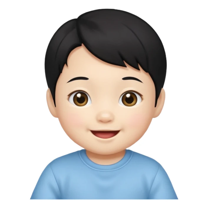 korean black hairbaby sticker