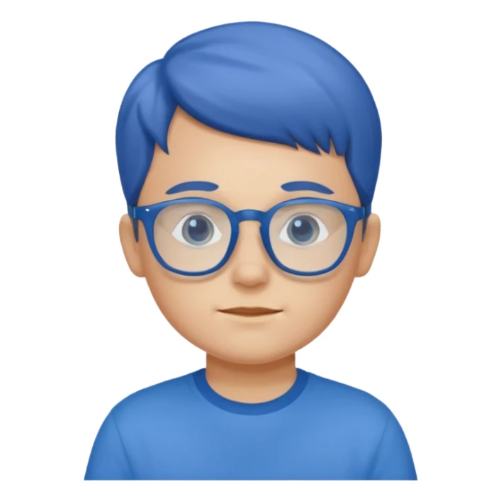 child with blue shirt blue glasses sticker