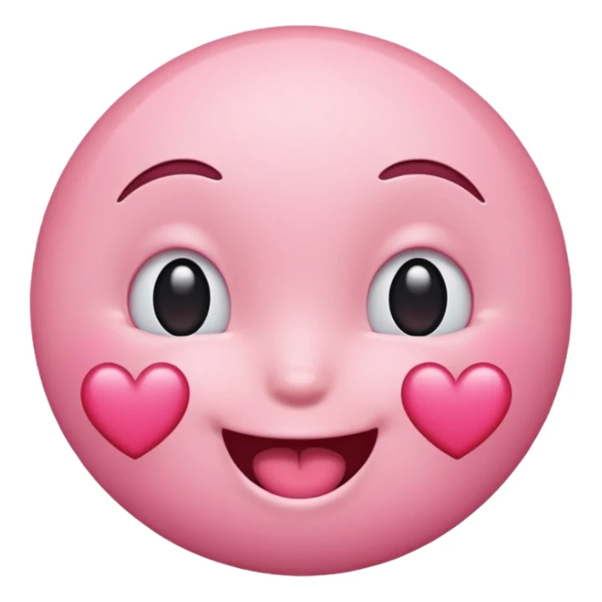 cute pink winking emoji with heart cheeks sticker