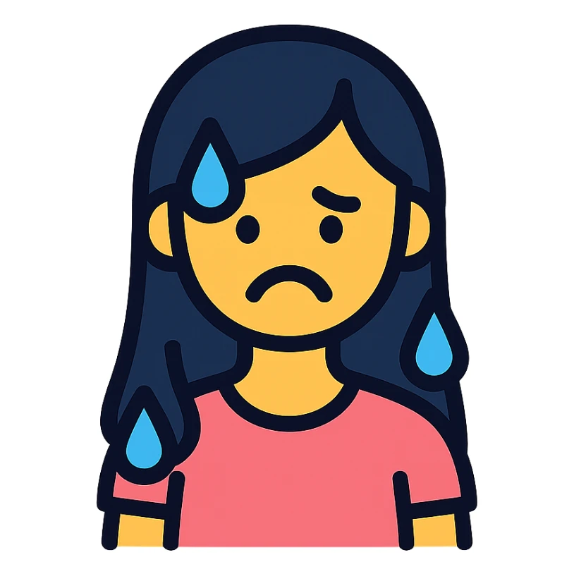 woman with dissatisfied face and wet hair sticker