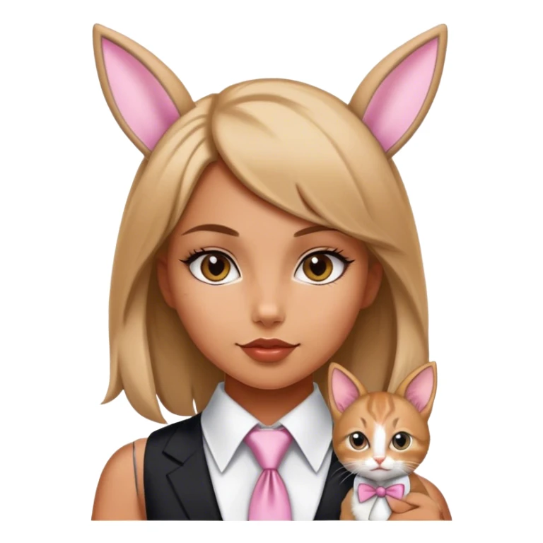 girl kitten wearing playboy bunny ears and a ncecktie sticker