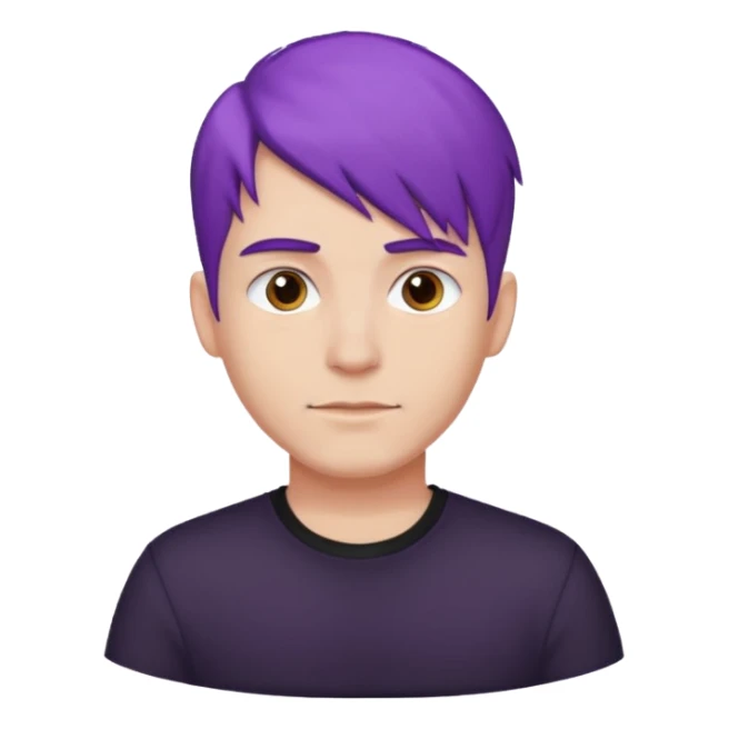 man with purple hair and black shirt sticker