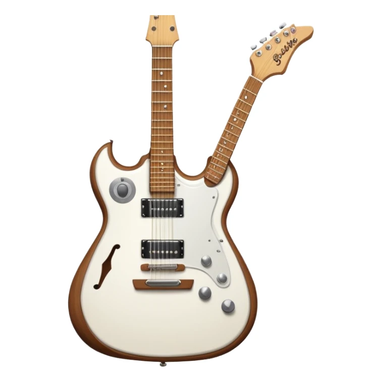 white Explorer guitar with a logo on the side says: Johnny’s  sticker