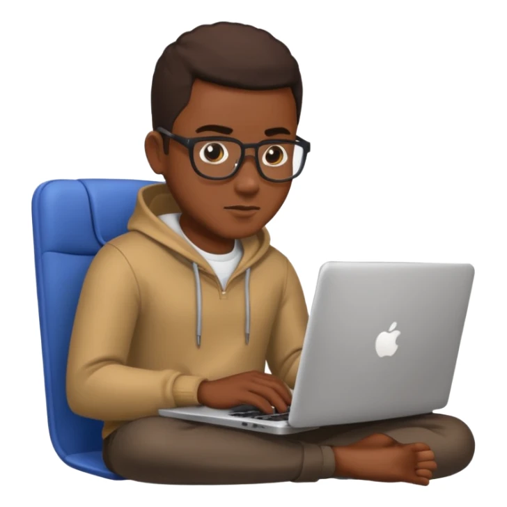 its a black man sitting working on a laptop with no face or anything sticker