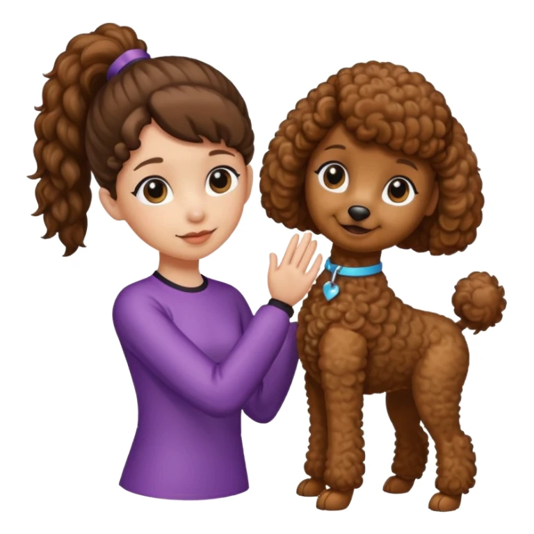 Brown poodle say goodbye with Asia ponytail girl sticker