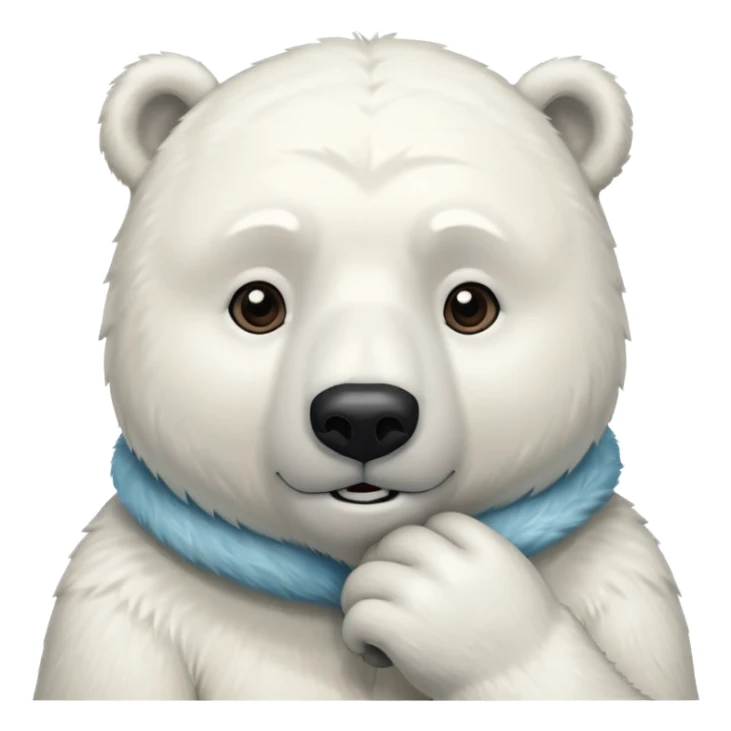 polar bear hald body, hand on chin, wow suprise, half body sticker