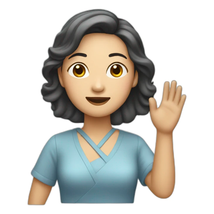 Asian woman with glaces waving sticker