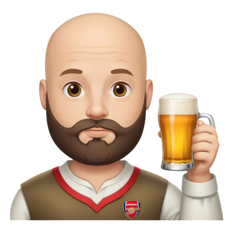 Bald Arsenal fan with beard drinking beer sticker