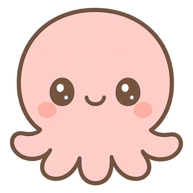 cute octopus with small arms, smiling, pastel colors sticker