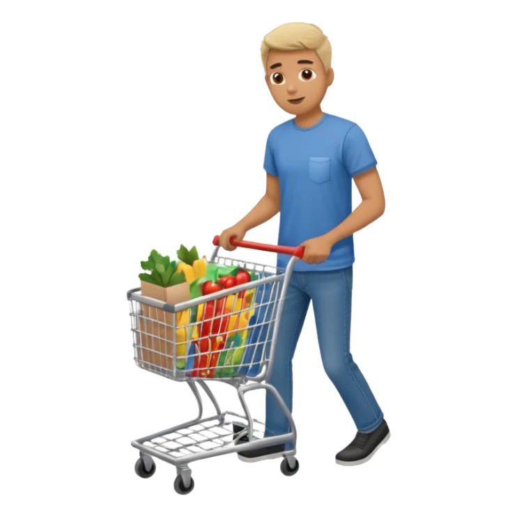man-with-a-shopping-cart-full-body sticker