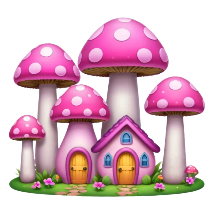 pink mushroom houses sticker