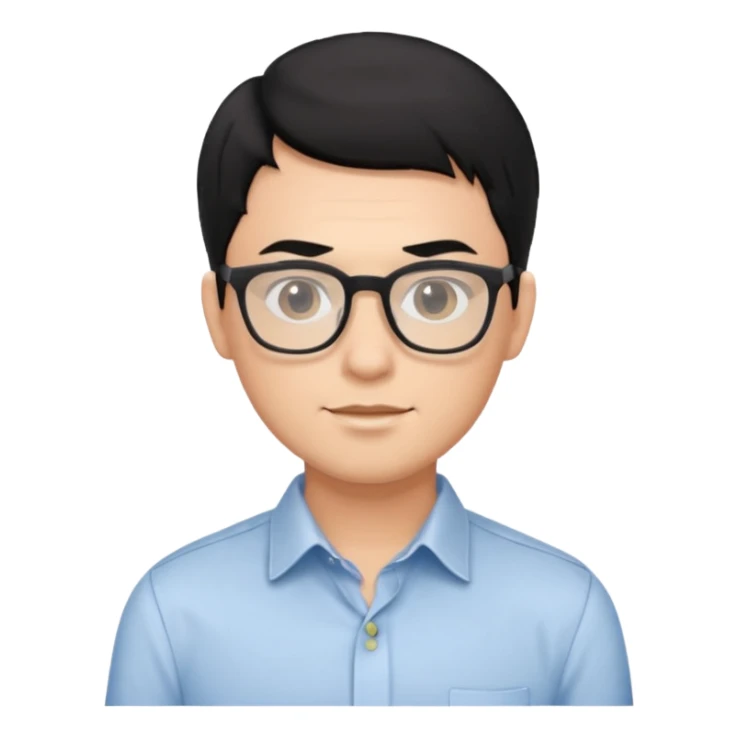 a handsome IT professional with balck hair and glasses sticker