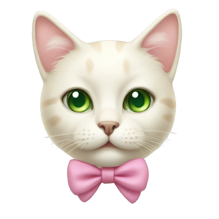 Cream cat with a pink bow and green eyes sticker