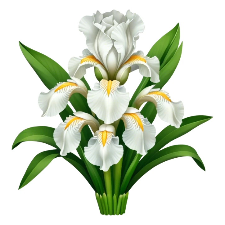 big bouquet Pure White Iris, luxuriant, leaf, bud sticker