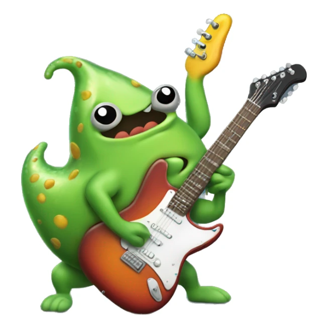 Happy slimy slug playing electric guitar sticker