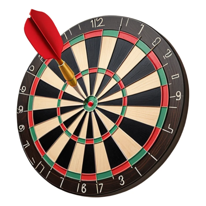 dartboard with a dart hitting bullseye sticker