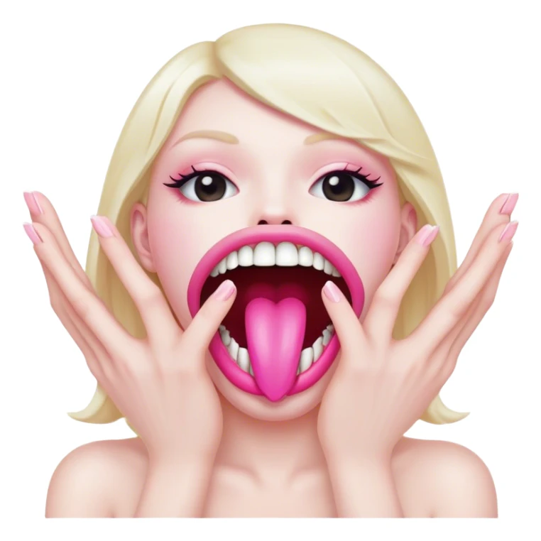 Mouth with hands coming out of the mouth sticker