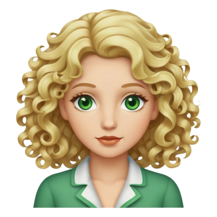 woman with blonde 2c wavy curls and green eyes sticker