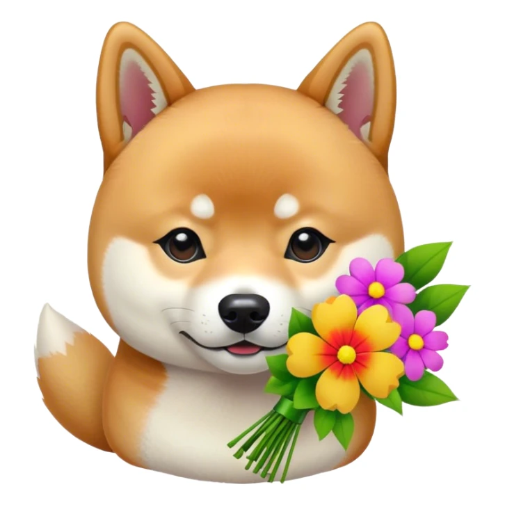 shiba inu with flowers sticker
