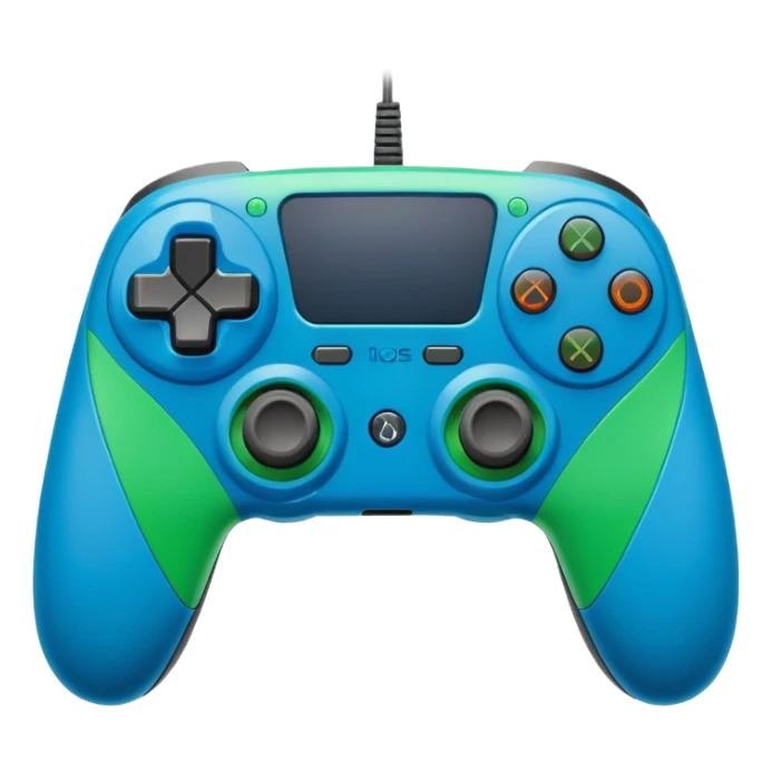 Create a clean, cartoon emoji of two gaming controllers angled toward each other to represent multiplayer gaming. Use bright colors, bold outlines, minimal detail, and a transparent background so it stays clear at small sizes. sticker