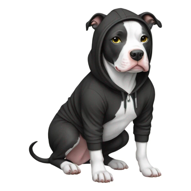 Black and white pitbull with hoodie sticker