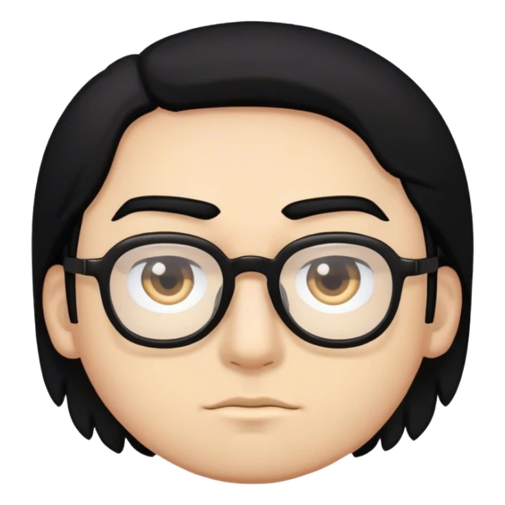ragazzo con capelli neri, occhi a mandarla, occhiali neri e corporatura robusta sticker