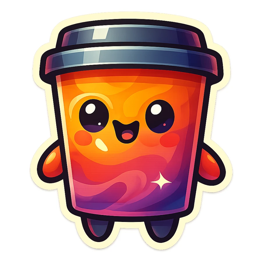 Tall coffee cup, large chaos heart, chaotic, wild, whimsical sticker